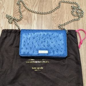 EUC Kate Spade blue leather crossbody purse